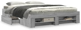 Estrutura de cama 150x200 cm derivados de madeira cinza sonoma