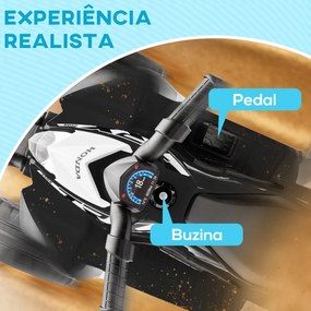 Moto 4 Elétrica HONDA para Crianças Bateria 6V com Faróis LED Buzina Velocidade de 2,8km/h 65,5x35,5x43,5 cm Branca e Preto