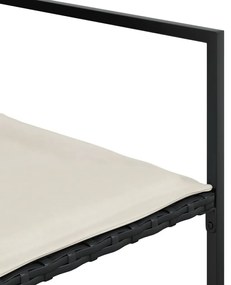 11 pcs conjunto de jantar p/ jardim c/ almofadões vime PE preto