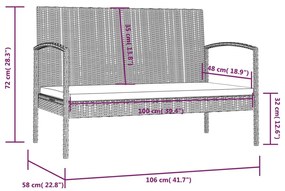 16 pcs conjunto lounge de jardim c/ almofadões vime PE cinzento