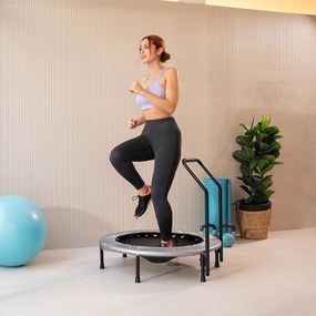 Trampolim de fitness DrumFit Jump 920. 92 cm de diâmetro. Base com 6 pés. Peso máximo do utilizador de 100 kg