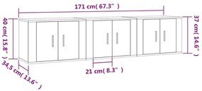 Móveis de TV de parede 3 pcs 57x34,5x40 cm branco brilhante