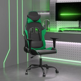 vidaXL Cadeira gaming massagens couro artificial preto e verde
