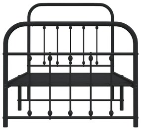 Estrutura de cama com cabeceira e pés 90x190 cm metal preto