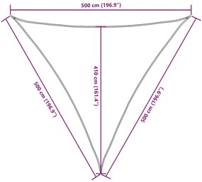 Para-sol estilo vela tecido oxford triangular 5x5x5 m azul