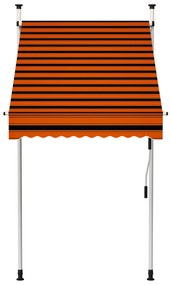 Toldo retrátil manual 100 cm laranja e castanho