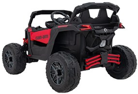 Carro elétrico para Crianças 24V 4x4 ATV CAN-AM Maverick Rodas de EVA, Assento de couro Vermelho