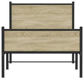 Estrutura de cama sem colchão 100x190 cm metal carvalho sonoma