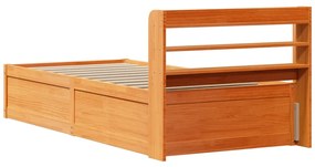 Estrutura cama c/ cabeceira 100x200cm pinho maciço castanho-mel