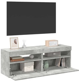 Móveis de TV com luzes LED 2 pcs 60x35x40 cm cinzento cimento