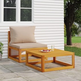 vidaXL 2 pcs conjunto de sofás de jardim c/ almofadões acácia maciça