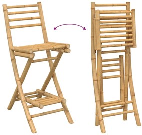 Conjunto de bar exterior de 3 peças em bambu dobrável