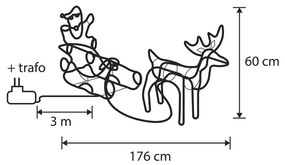 Candeeiro de pé de Natal Rena com Trenó 176cm Incl. LED com Temporizador IP44 - Sori