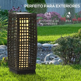 Outsunny Candeeiro de Jardim de Vime Sintético Candeeiro Solar de Exte