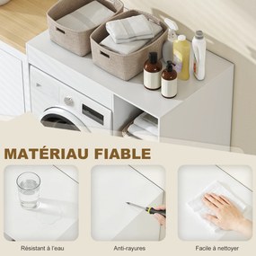 Móvel para Máquina de Lavar, 96 x 60 x 90,5 cm, 2 Compartimentos Abertos, Branco