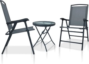 Conjunto bistrô 3 pcs aço cinzento