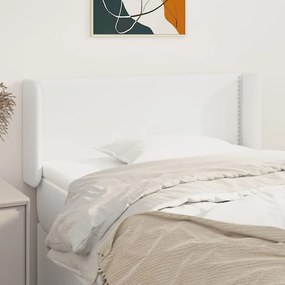 Cabeceira cama c/ abas couro artificial 103x16x78/88 cm branco