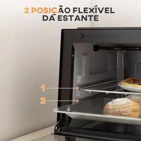 HOMCOM Mini Forno Elétrico 9L Forno Elétrico de Bancada 750W com Tempe