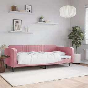 Sofá-cama 90x200 cm veludo rosa