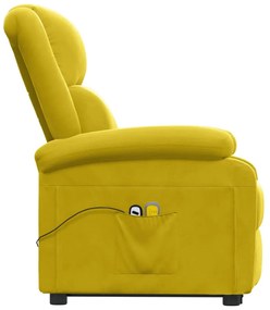 Poltrona de massagens elevatória veludo amarelo
