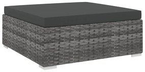 vidaXL Apoio de pés seccional c/ almofadão 1 pc vime PE cinzento