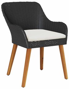 Conjunto de Jantar de Jardim 9 Peças Preto Rattan Sintético