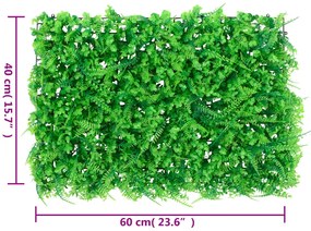 Vedação de folhas de feto artificiais 6 pcs 40x60 cm verde