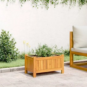 Vaso/floreira de jardim com forro 54x31x30 cm acácia maciça