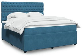 vidaXL Cama com molas/colchão 180x200 cm veludo azul-escuro
