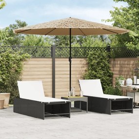 vidaXL Guarda-sol c/ luzes LED e poste de aço 324x324x247 cm castanho