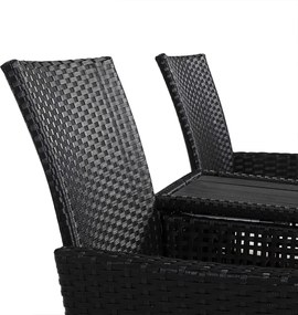 Banco de 2 lugares com mesa integrada em polirrattan 143 x 64 x 87 cm Preto