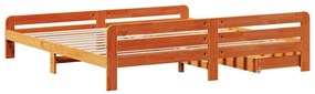 Cama sem colchão 200x200 cm pinho maciço castanho-mel
