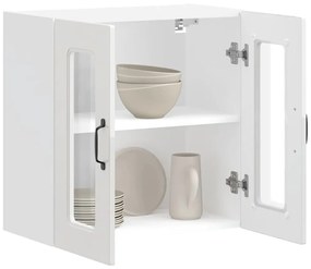 Armário parede de cozinha porta vidro Kalmar branco alto brilho