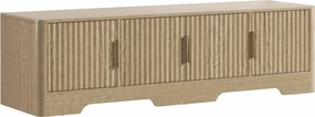 HOMCOM Móvel TV 152 cm, Móvel para Televisor até 152,4 cm, 4 Portas Caneladas e Prateleiras Ajustáveis, Carvalho | Aosom Portugal