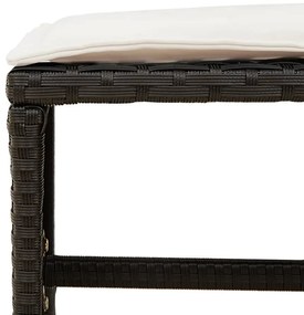 17 pcs conjunto de jantar p/ jardim c/ almofadões vime PE preto