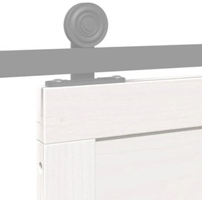 Porta de Celeiro Branca 80x208 cm Madeira Sólida de Pinho