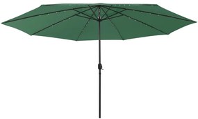 Guarda-sol de jardim com luzes LED 400 cm verde