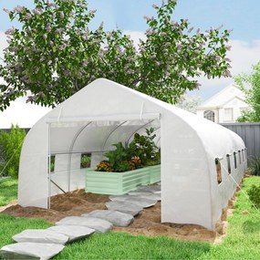 Estufa de Jardim Tipo Túnel, 800 x 300 x 200 cm, 12 Janelas, Branca