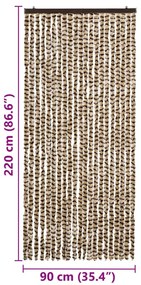 Cortina anti-insetos 90x220 cm chenille bege e castanho