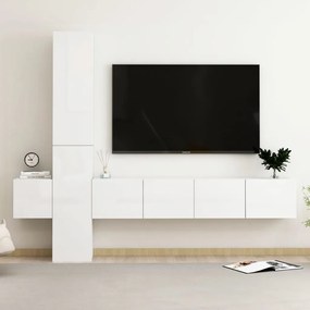 vidaXL 5 pcs conjunto móveis de TV derivados madeira branco brilhante