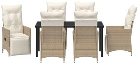 Conjunto de Jantar para Jardim de 7 Peças com Almofadas em Rattan Sint