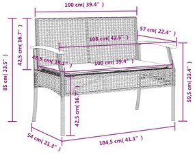 5 pcs conjunto de jantar p/ jardim c/ almofadões vime PE preto