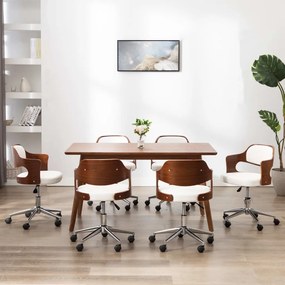 vidaXL Cadeiras jantar 6 pcs madeira curvada e couro artificial branco
