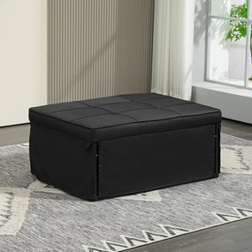 Sofá-Cama "Açores" 3 em 1 - Preto - 95x179x78 cm - Linho e Metal - Des