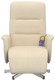 Cadeira de massagens reclinável com apoio de pés tecido creme