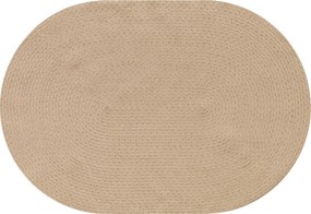 Tapete Oval para Sala de Estar 170x120 cm Tapete Lavável à Máquina Tecido à Mão Estilo Rústico Bege