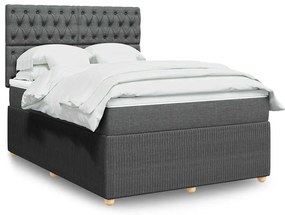 Cama com molas/colchão 140x190 cm tecido cinzento-escuro