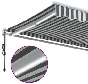 Toldo retrátil automático com LED 500x350 cm antracite/branco