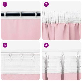Cortinas com cortinas 2 pcs Rosa Bebê 245 x 140 cm Poliéster