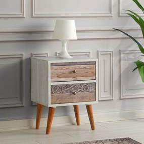 Mesa de Cabeceira Malmö – Branco e Nogueira – 40 cm x 55 cm x 35 cm